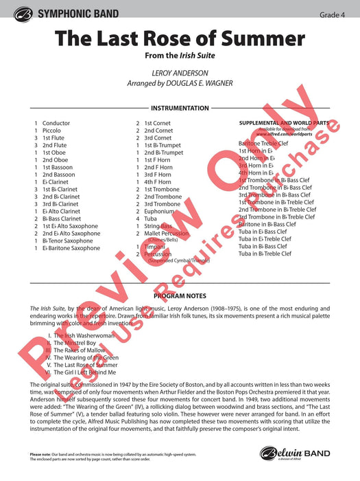 The Last Rose of Summer (from the Irish Suite) 組曲 總譜 | 小雅音樂 Hsiaoya Music