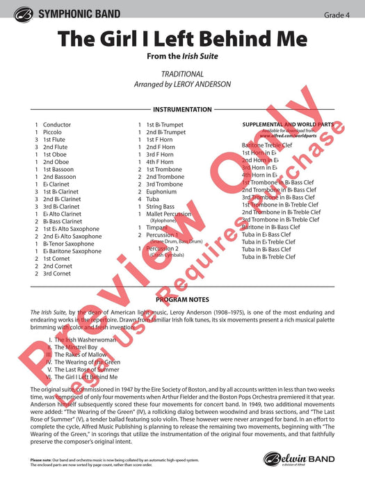 The Girl I Left Behind Me From the Irish Suite 組曲 總譜 | 小雅音樂 Hsiaoya Music