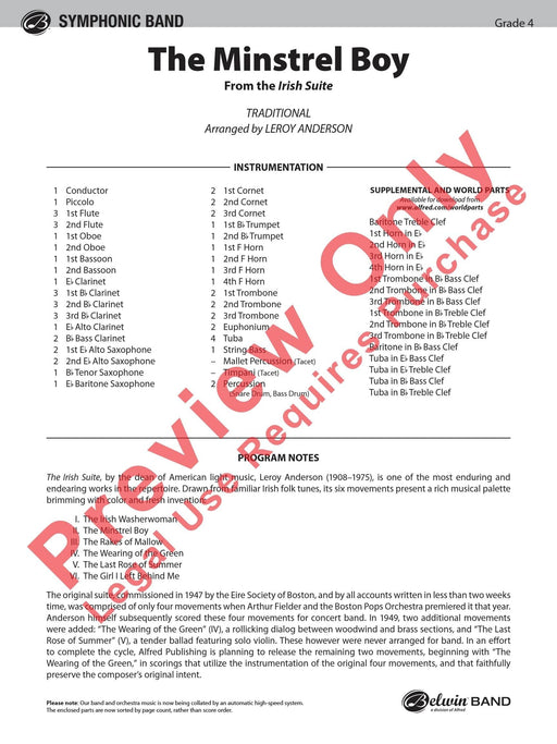 The Minstrel Boy From the Irish Suite 組曲 總譜 | 小雅音樂 Hsiaoya Music
