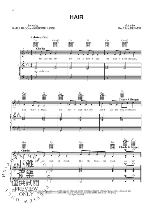 Hair: Vocal Selections (Broadway Edition) 百老匯 | 小雅音樂 Hsiaoya Music