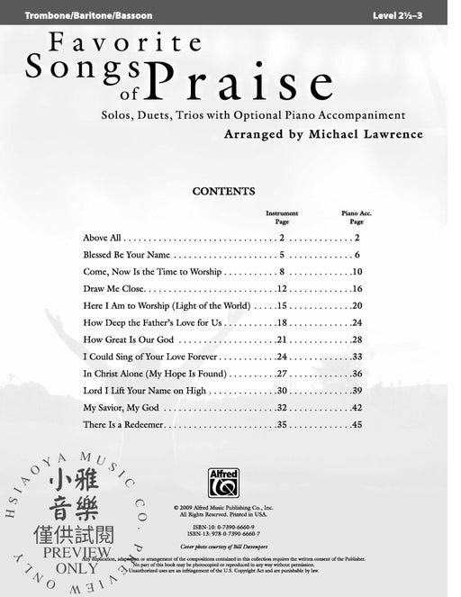 Favorite Songs of Praise Solo-Duet-Trio with Optional Piano 獨奏 二重奏 三重奏 鋼琴 | 小雅音樂 Hsiaoya Music