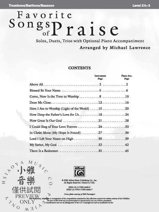 Favorite Songs of Praise Solo-Duet-Trio with Optional Piano 獨奏 二重奏 三重奏 鋼琴 | 小雅音樂 Hsiaoya Music