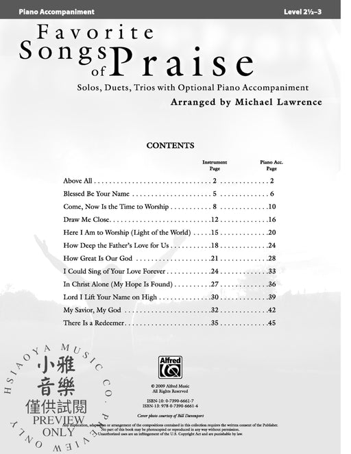 Favorite Songs of Praise Solo-Duet-Trio with Optional Piano 獨奏 二重奏 三重奏 鋼琴 | 小雅音樂 Hsiaoya Music