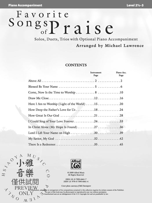 Favorite Songs of Praise Solo-Duet-Trio with Optional Piano 獨奏 二重奏 三重奏 鋼琴 | 小雅音樂 Hsiaoya Music