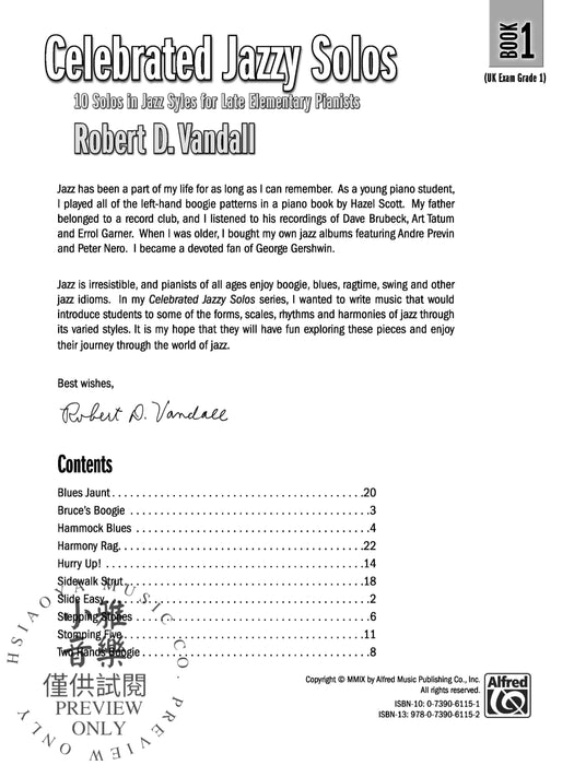 Celebrated Jazzy Solos, Book 1 10 Solos in Jazz Styles for Late Elementary Pianists 獨奏 獨奏 爵士音樂 | 小雅音樂 Hsiaoya Music