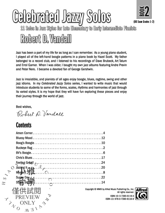 Celebrated Jazzy Solos, Book 2 11 Solos in Jazz Styles for Late Elementary to Early Intermediate Pianists 獨奏 獨奏 爵士音樂 | 小雅音樂 Hsiaoya Music