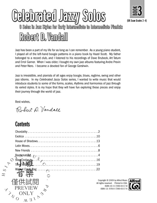 Celebrated Jazzy Solos, Book 3 9 Solos in Jazz Styles for Early Intermediate to Intermediate Pianists 獨奏 獨奏 爵士音樂 | 小雅音樂 Hsiaoya Music