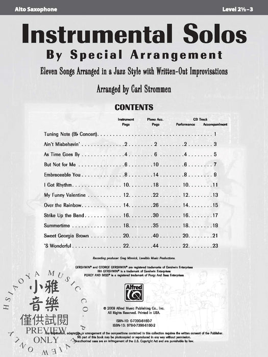 Instrumental Solos by Special Arrangement 11 Songs Arranged in Jazz Styles with Written-Out Improvisations 獨奏 編曲 爵士音樂 | 小雅音樂 Hsiaoya Music