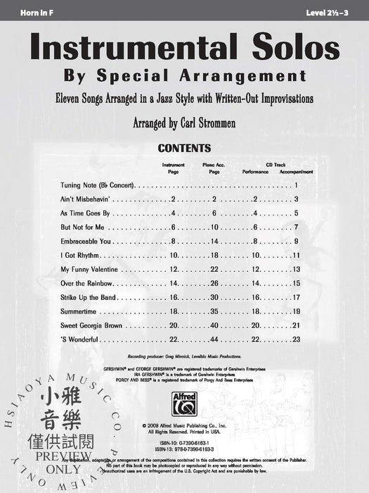 Instrumental Solos by Special Arrangement 11 Songs Arranged in Jazz Styles with Written-Out Improvisations 獨奏 編曲 爵士音樂 | 小雅音樂 Hsiaoya Music