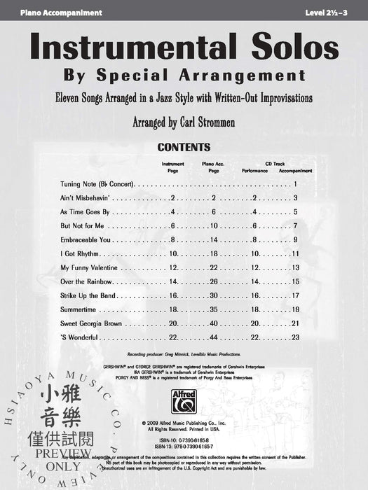 Instrumental Solos by Special Arrangement 11 Songs Arranged in Jazz Styles with Written-Out Improvisations 獨奏 編曲 爵士音樂 | 小雅音樂 Hsiaoya Music