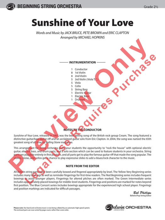 Sunshine of Your Love As performed by Cream 總譜 | 小雅音樂 Hsiaoya Music