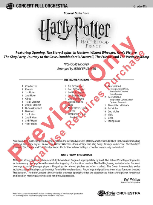 Harry Potter and the Half-Blood Prince, Concert Suite from Featuring: Opening / The Story Begins / In Noctem / Wizard Wheezes / Ron's Victory / The Slug Party / Journey to the Cave / Dumbledore's Farewell / The Friends / The Weasley Stomp 音樂會 組曲 | 小雅音樂 Hs