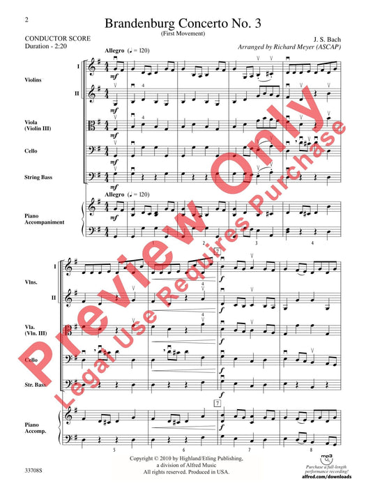 Brandenburg Concerto No. 3 (First Movement) 巴赫約翰‧瑟巴斯提安 協奏曲 樂章 總譜 | 小雅音樂 Hsiaoya Music