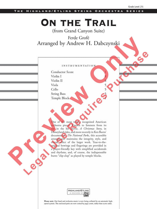On the Trail From Grand Canyon Suite 組曲 總譜 | 小雅音樂 Hsiaoya Music