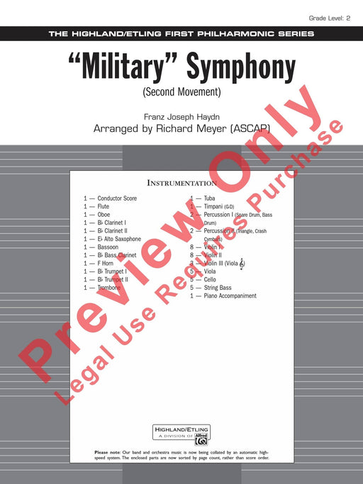 Military Symphony Second Movement 海頓 交響曲樂章 總譜 | 小雅音樂 Hsiaoya Music