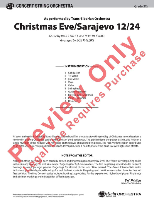 Christmas Eve/Sarajevo 12/24 As Performed by Trans-Siberian Orchestra 聖誕節 管弦樂團 總譜 | 小雅音樂 Hsiaoya Music