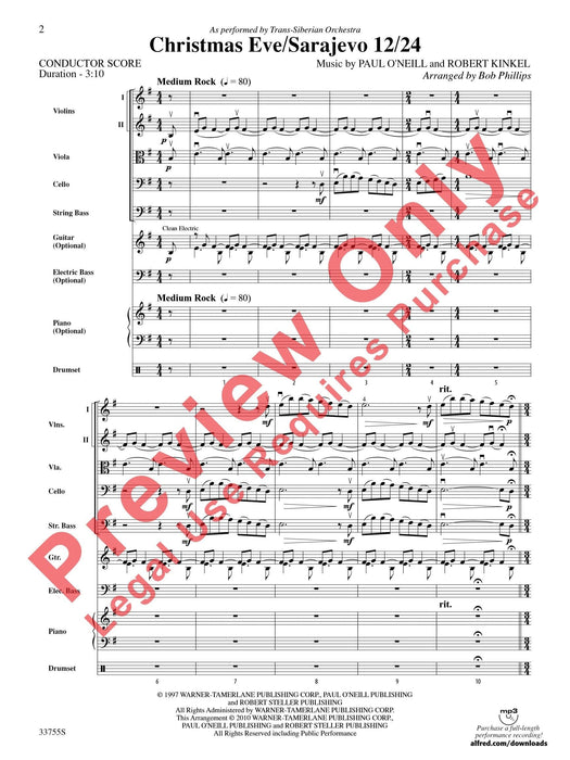 Christmas Eve/Sarajevo 12/24 As Performed by Trans-Siberian Orchestra 聖誕節 管弦樂團 總譜 | 小雅音樂 Hsiaoya Music