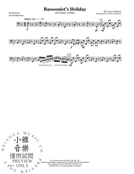 Bassoonist's Holiday (a/k/a Bugler's Holiday) 低音管 | 小雅音樂 Hsiaoya Music