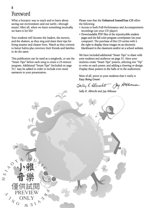 It's Easy Being Green! A Songbook or Program Teaching Us Ways to Save Our Planet for Unison Voices 同度 | 小雅音樂 Hsiaoya Music