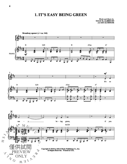 It's Easy Being Green! A Songbook or Program Teaching Us Ways to Save Our Planet for Unison Voices 同度 | 小雅音樂 Hsiaoya Music