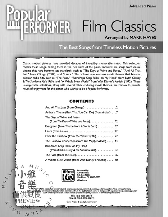 Popular Performer: Film Classics The Best Songs from Timeless Motion Pictures | 小雅音樂 Hsiaoya Music