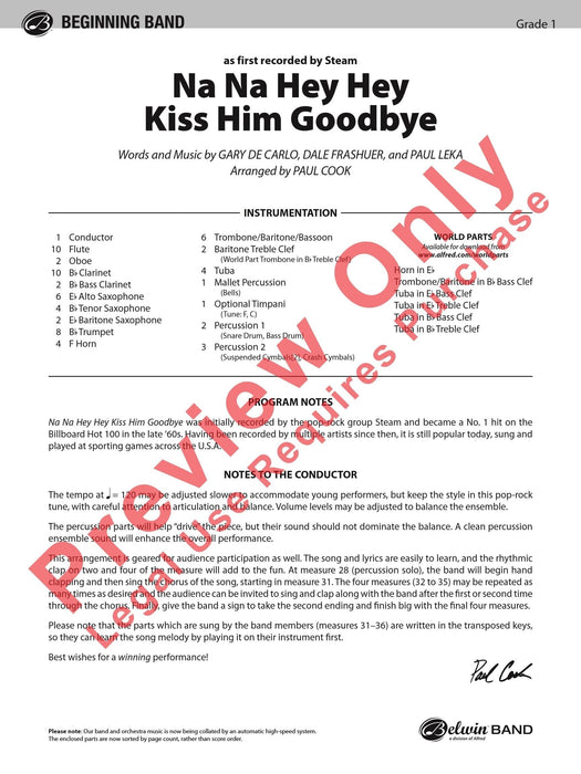 Na Na Hey Hey Kiss Him Goodbye As Recorded by Steam 總譜 | 小雅音樂 Hsiaoya Music