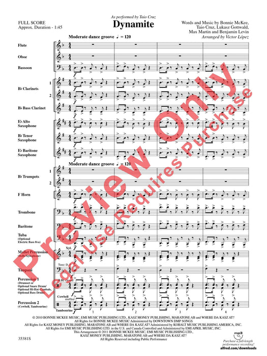 Dynamite As Performed by Taio Cruz 總譜 | 小雅音樂 Hsiaoya Music