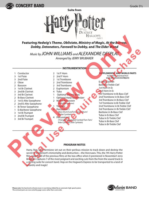 Harry Potter and the Deathly Hallows, Part 1, Suite from Featuring: Hedwig’s Theme / Obliviate / Ministry of Magic / At the Burrow / Dobby / Detonators / Farewell to Dobby / The Elder Wand 組曲 主題 總譜 | 小雅音樂 Hsiaoya Music