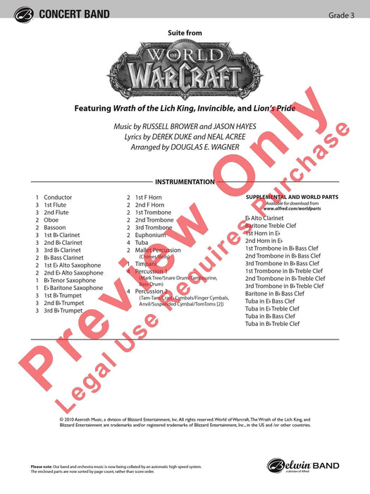 World of Warcraft, Suite from Featuring: Wrath of the Lich King / Invincible / Lion's Pride 組曲 總譜 | 小雅音樂 Hsiaoya Music