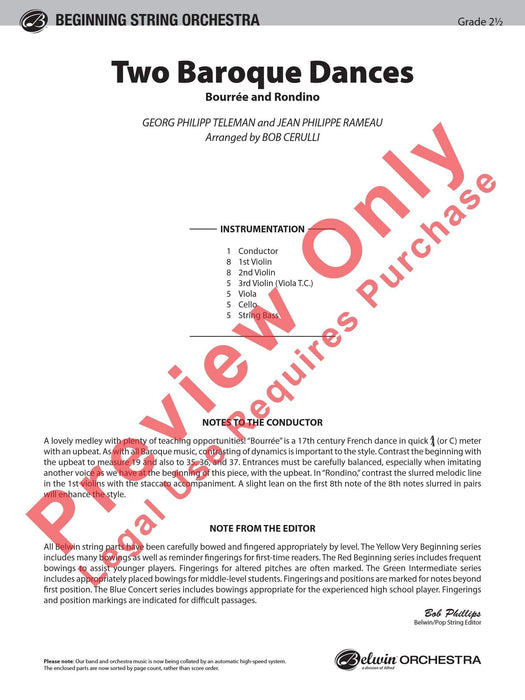 Two Baroque Dances Bourrée and Rondino 巴洛克舞曲 總譜 | 小雅音樂 Hsiaoya Music