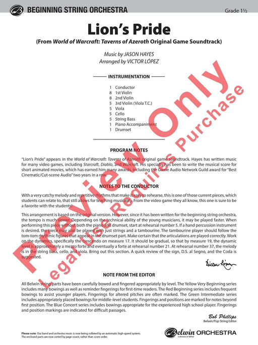 Lion’s Pride (from World of Warcraft: Taverns of Azeroth Original Game Soundtrack) 總譜 | 小雅音樂 Hsiaoya Music