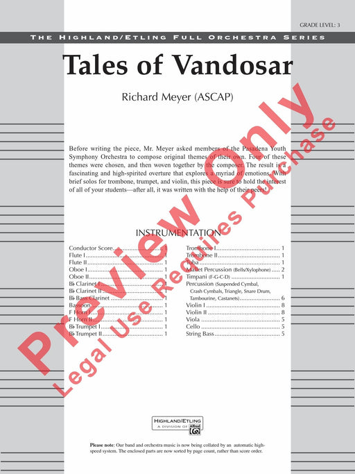 Tales of Vandosar 總譜 | 小雅音樂 Hsiaoya Music