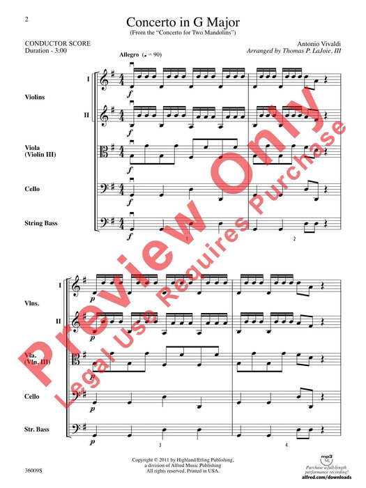 Concerto in G Major (from the Concerto for Two Mandolins) Violin Solo or Section Feature 韋瓦第 協奏曲 小提琴 獨奏 樂節 總譜 | 小雅音樂 Hsiaoya Music