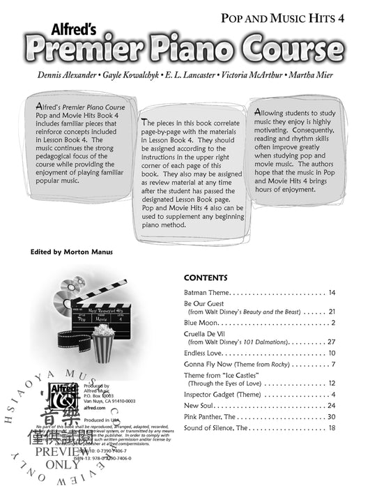 Premier Piano Course, Pop and Movie Hits 4 鋼琴 | 小雅音樂 Hsiaoya Music