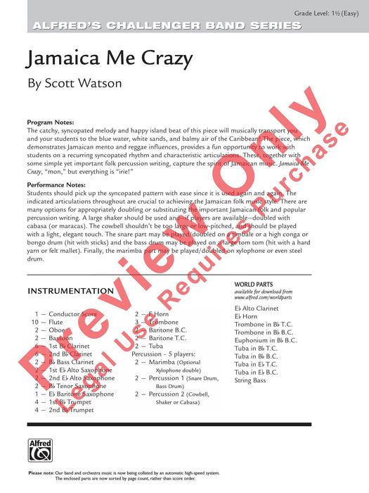 Jamaica Me Crazy 總譜 | 小雅音樂 Hsiaoya Music