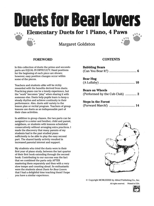 Duets for Bear Lovers Elementary Duets for 1 Piano, 4 Paws 二重奏 鋼琴 | 小雅音樂 Hsiaoya Music