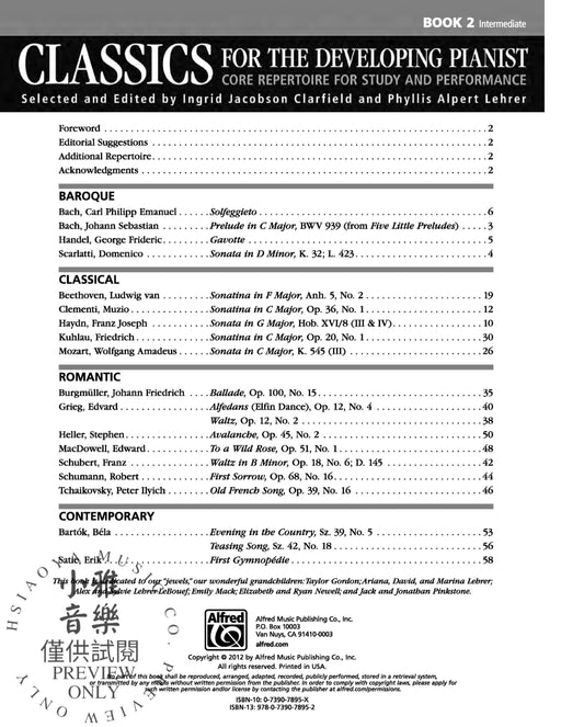 Classics for the Developing Pianist, Book 2 Core Repertoire for Study and Performance | 小雅音樂 Hsiaoya Music