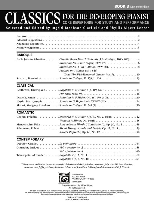 Classics for the Developing Pianist, Book 3 Core Repertoire for Study and Performance | 小雅音樂 Hsiaoya Music