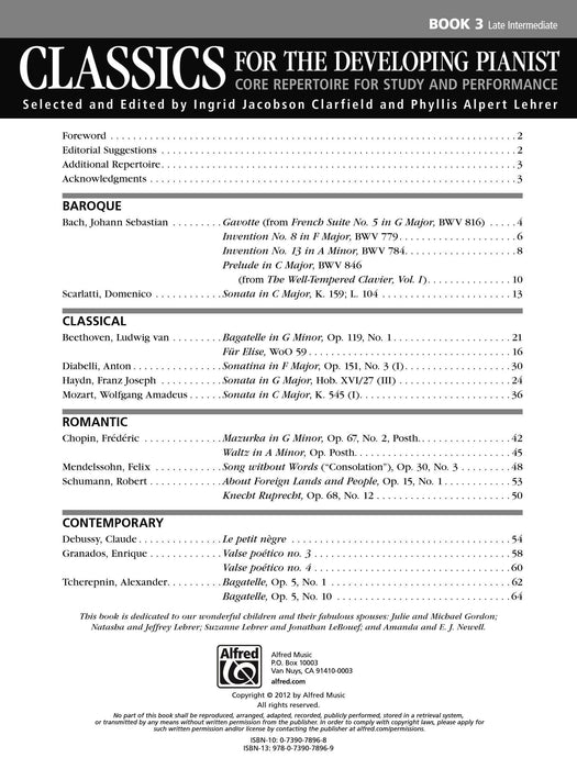Classics for the Developing Pianist, Book 3 Core Repertoire for Study and Performance | 小雅音樂 Hsiaoya Music