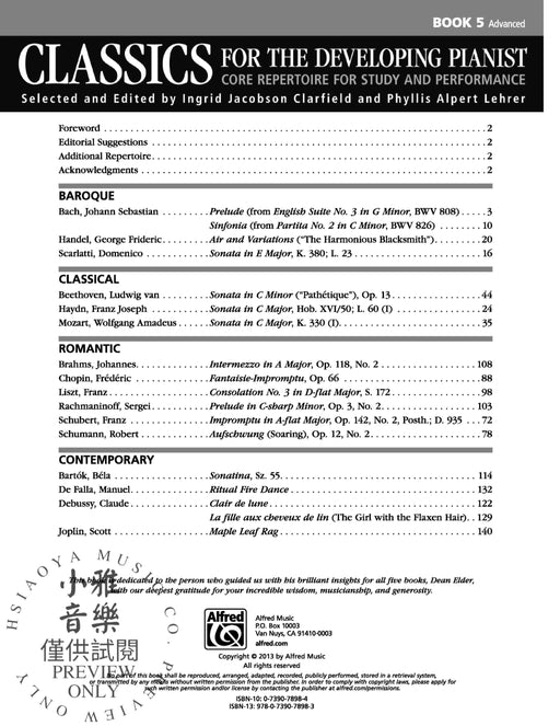 Classics for the Developing Pianist, Book 5 Core Repertoire for Study and Performance | 小雅音樂 Hsiaoya Music
