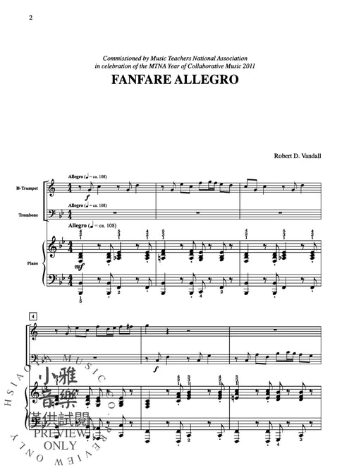 Fanfare Allegro For Trumpet, Trombone, and Piano 號曲 快板 小號 長號 鋼琴 | 小雅音樂 Hsiaoya Music