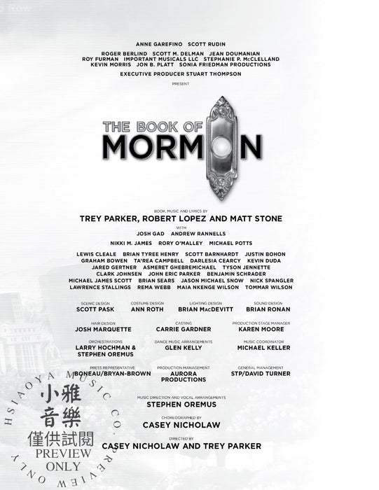 The Book of Mormon: Sheet Music from the Broadway Musical 百老匯 | 小雅音樂 Hsiaoya Music
