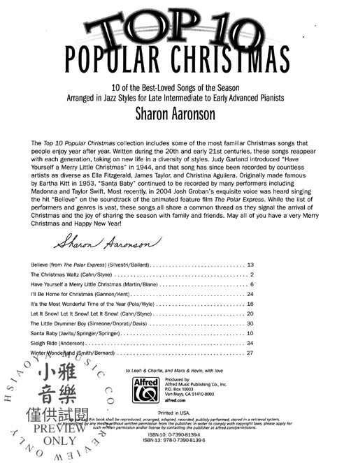 Top 10 Popular Christmas 10 of the Best-Loved Songs of the Season Arranged in Jazz Styles for Late Intermediate to Early Advanced Pianists 爵士音樂 | 小雅音樂 Hsiaoya Music