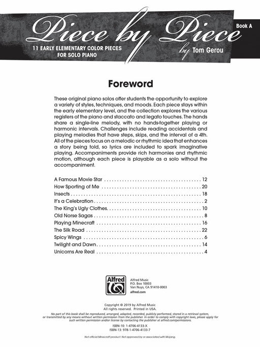 Piece by Piece, Book A 11 Early Elementary Color Pieces for Solo Piano 小品 獨奏 鋼琴 | 小雅音樂 Hsiaoya Music