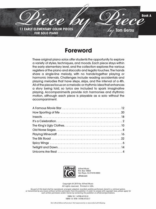 Piece by Piece, Book A 11 Early Elementary Color Pieces for Solo Piano 小品 獨奏 鋼琴 | 小雅音樂 Hsiaoya Music