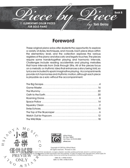 Piece by Piece, Book B 11 Elementary Color Pieces for Solo Piano 小品 獨奏 鋼琴 | 小雅音樂 Hsiaoya Music