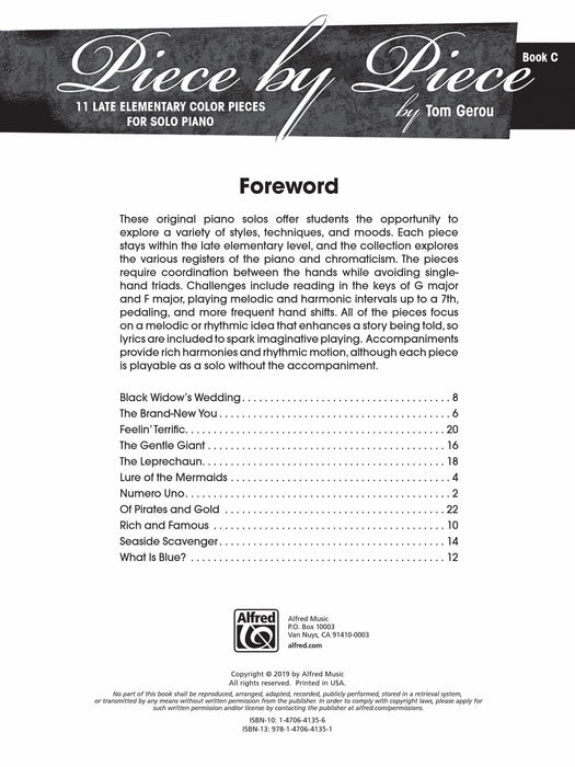 Piece by Piece, Book C 11 Late Elementary Color Pieces for Solo Piano 小品 獨奏 鋼琴 | 小雅音樂 Hsiaoya Music