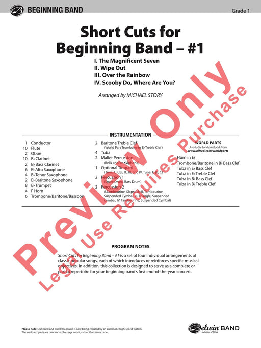 Short Cuts for Beginning Band -- #1 I. The Magnificent Seven, II. Wipe Out, III. Over the Rainbow, IV. Scooby Do, Where Are You? | 小雅音樂 Hsiaoya Music