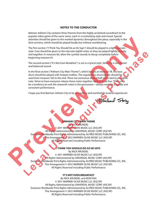 Batman: Arkham City, Selections from Featuring: I Think You Should Do As He Says / It's Not Even Breakfast / Arkham City Main Theme 主題 總譜 | 小雅音樂 Hsiaoya Music