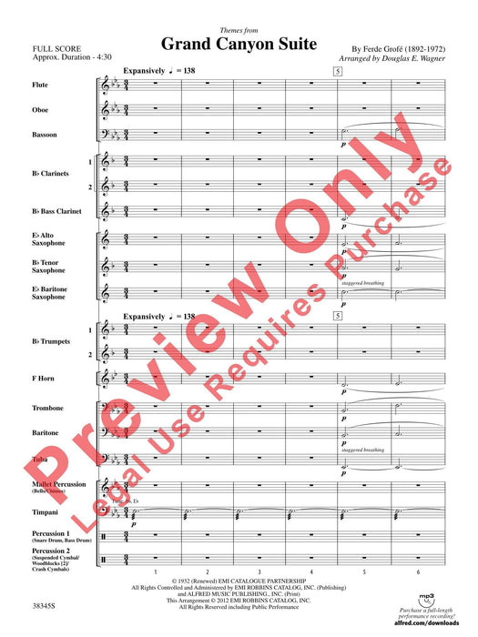 Grand Canyon Suite, Themes from Featuring: Sunrise / On the Trail / Sunset / Cloudburst 組曲 總譜 | 小雅音樂 Hsiaoya Music